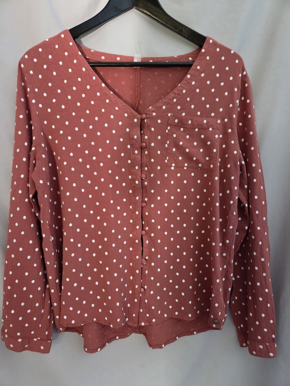 O'Neill Dusty Rose Polka Dot Button-Front Blouse